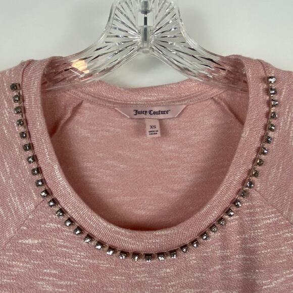 JUICY COUTURE XS Knit Top Y2K Rhinestones  Fairy Heather Whimsy Twist Knot - Picture 2 of 8